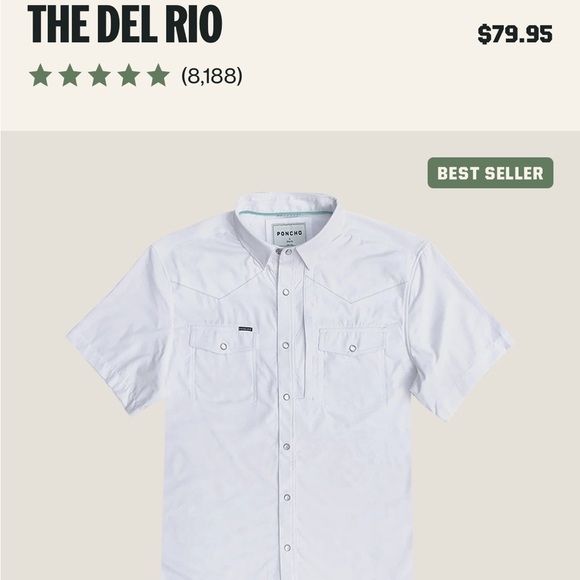 PONCHO Men's Classic White Button Down Shirt - Picture 1 of 5